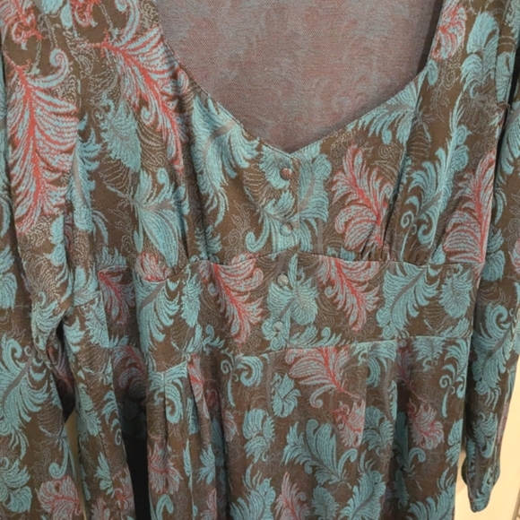 Modcloth Women's Feather Novelty Printed Retro Long Sleeve Dress Size 2X - Picture 3 of 7